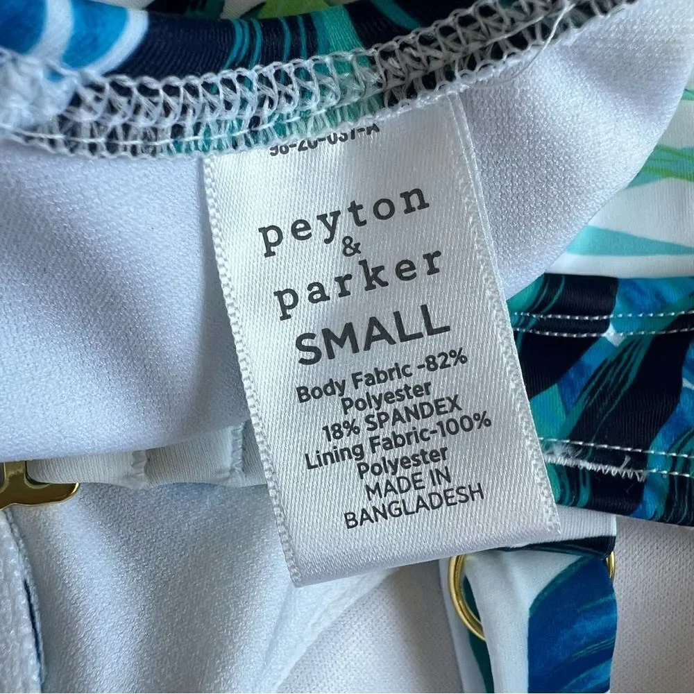 NWT Peyton and Parker One Piece Swimsuit White Blue Tropical Floral Size Small